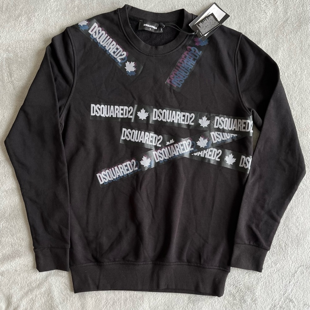 Dsquared2 Black Tape Logo Sweatshirt Mens Large
